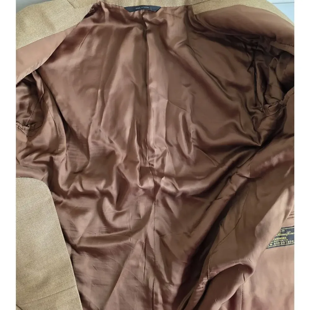 John W Nordstrom Signature 100% Cashmere Sport Coat Blazer Loro Piana Camel 40R